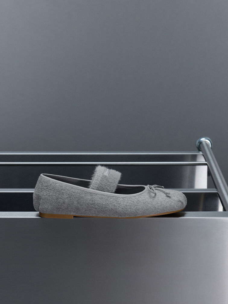 Winona Felt Mary Jane Flats, Light Grey, hi-res