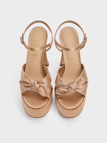 Jayce Crystal Platform Sandals, Nude, hi-res