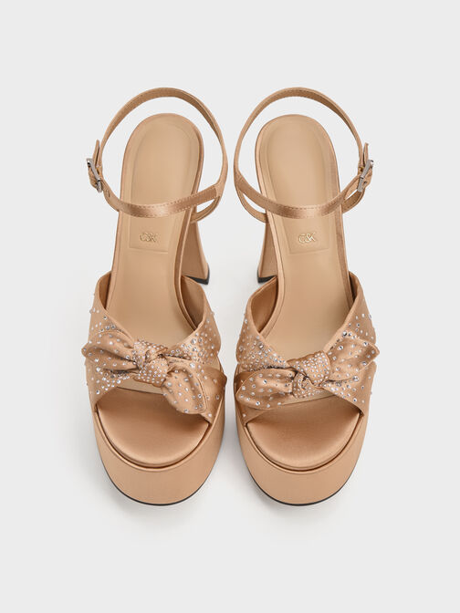 Jayce Crystal Platform Sandals, Nude, hi-res
