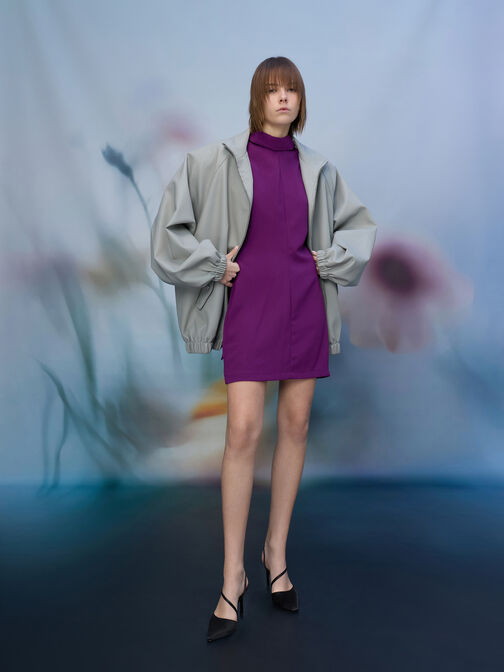 كعب عالي كورديليا مدبب بسير خلفي, أسود خشن, hi-res