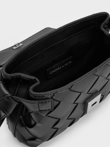 Ivette Woven Crossbody Bag, Noir, hi-res