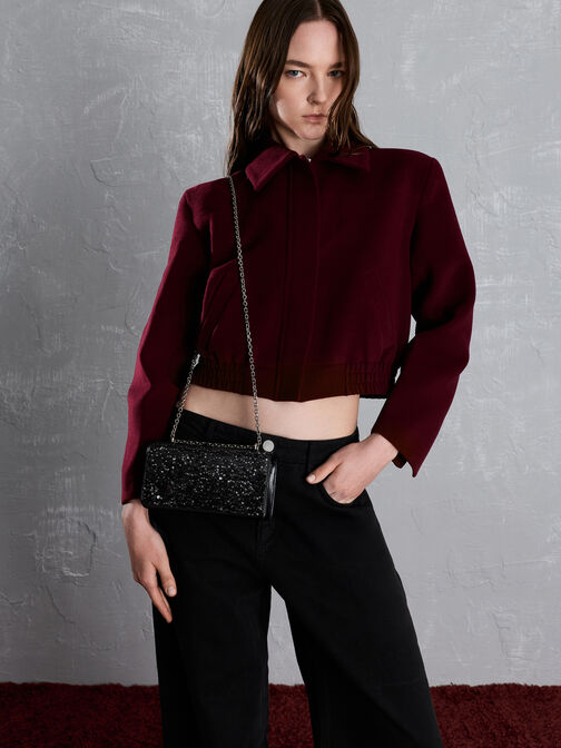 محفظة بسلسلة بافوتو مزينة بالترتر, أسود كلاسيكي, hi-res