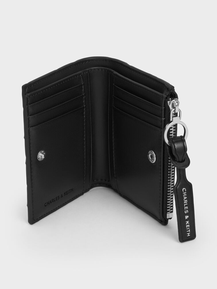 محفظة صغيرة بسحّاب علوي من إيفيت بتفاصيل مضفّرة, أسود كلاسيكي, hi-res