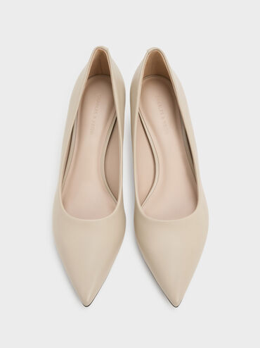 Cammie Metallic-Heel Pumps, Chalk, hi-res