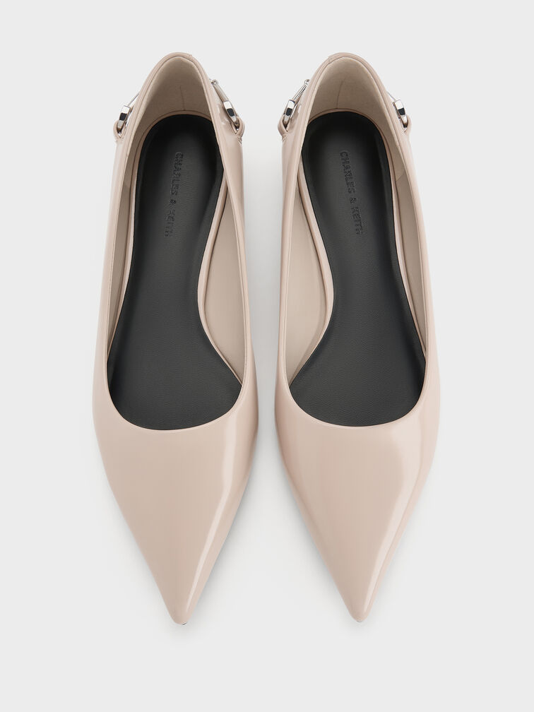 Erinna Metallic-Accent Pointed Flats, Sand, hi-res