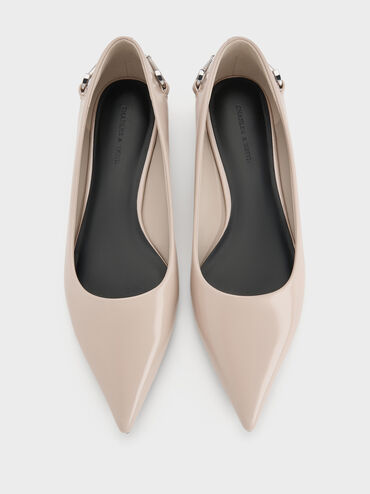 Erinna Metallic-Accent Pointed Flats, Sand, hi-res