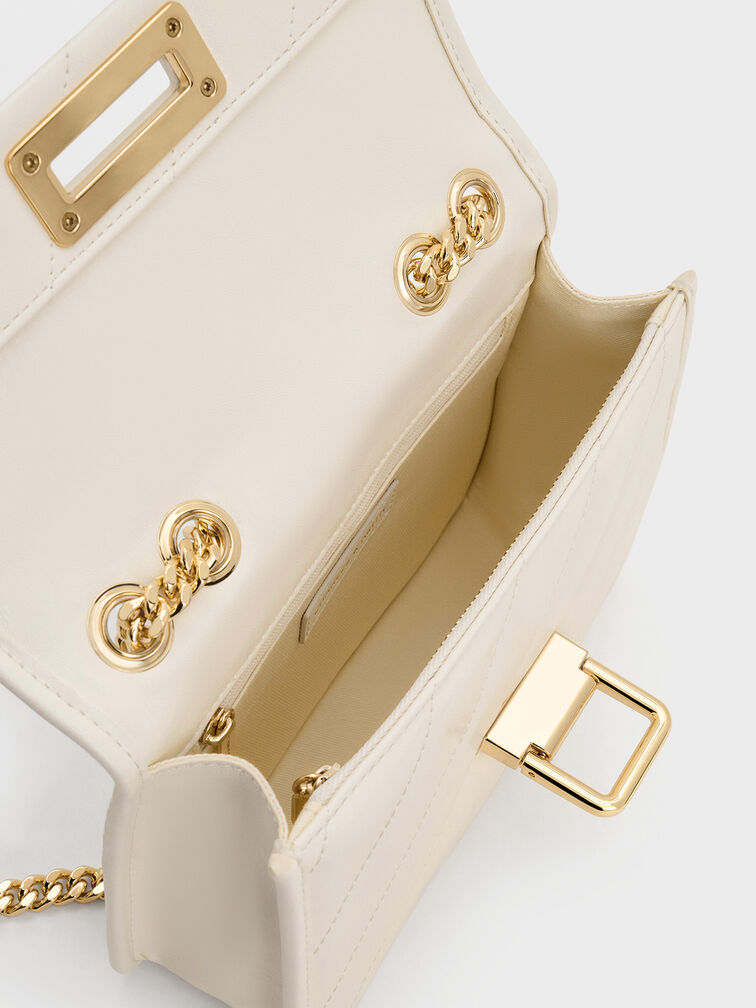 Neva Panelled Chain-Strap Crossbody Bag, Cream, hi-res