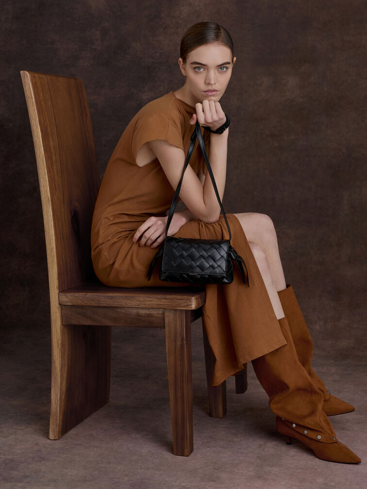 Ivette Woven Crossbody Bag, Noir, hi-res