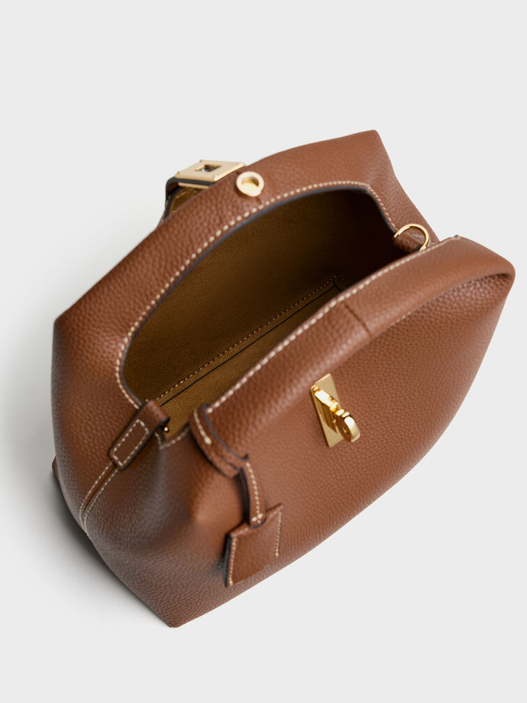 Chance Turn-Lock Bucket Bag, Chocolate, hi-res