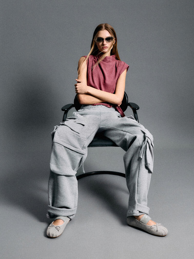 Winona Felt Mary Jane Flats, Light Grey, hi-res