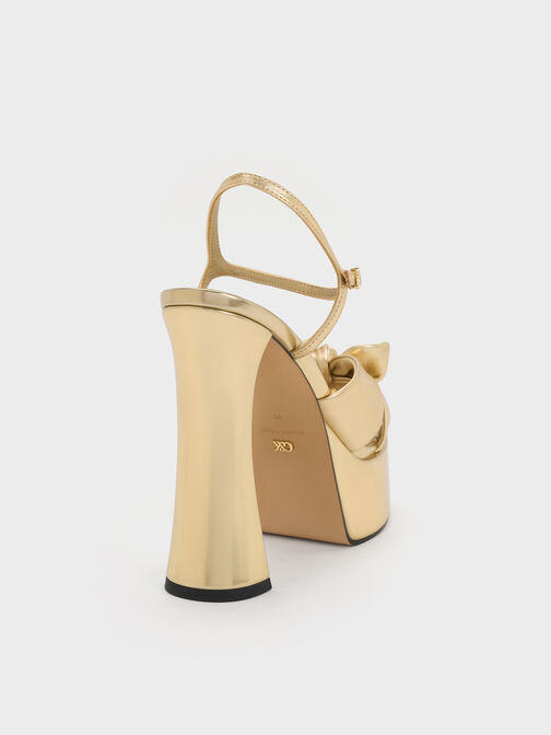 صنادل (جايس) بقاعدة متصلة (بلاتفورم) من الجلد, ذهبي, hi-res