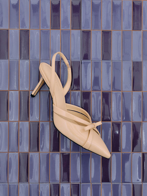 Kaleen Patent Slingback Stilettos, Nude, hi-res