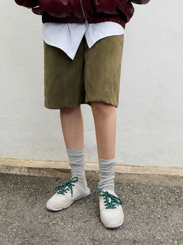 Mesh Lace-Up Sneaker Mules, White, hi-res