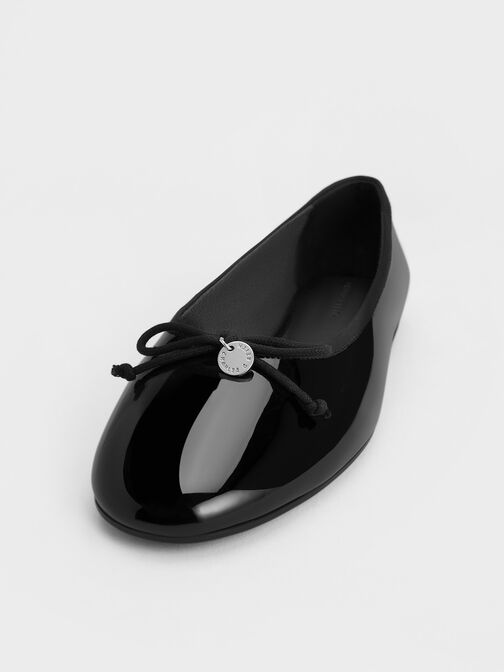 Patent Bow Ballet Flats, Black Patent, hi-res