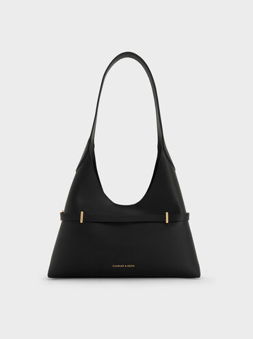 Arlet Metallic-Accent Belted Hobo Bag, Black, hi-res