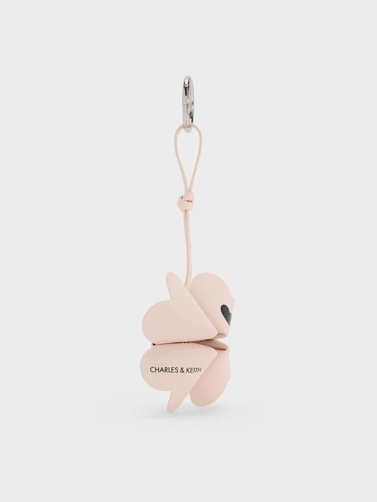 Four-Leaf Clover Heart Charm, Powder Pink, hi-res