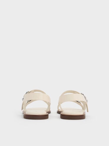 Double-Strap Slingback Sandals, Cream, hi-res