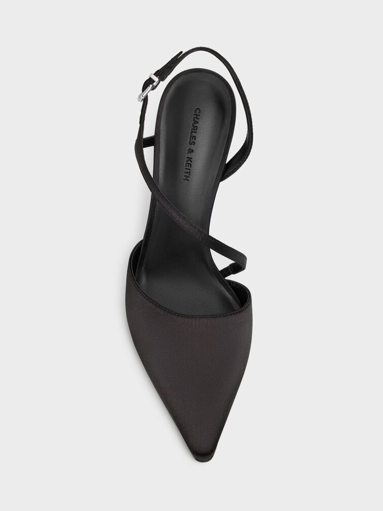 Cordelia Pointed Slingback Pumps, Black Textured, hi-res
