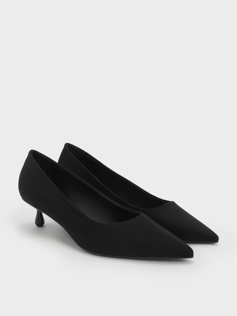 Ruthie Faux Suede Kitten Heels, Black Textured, hi-res