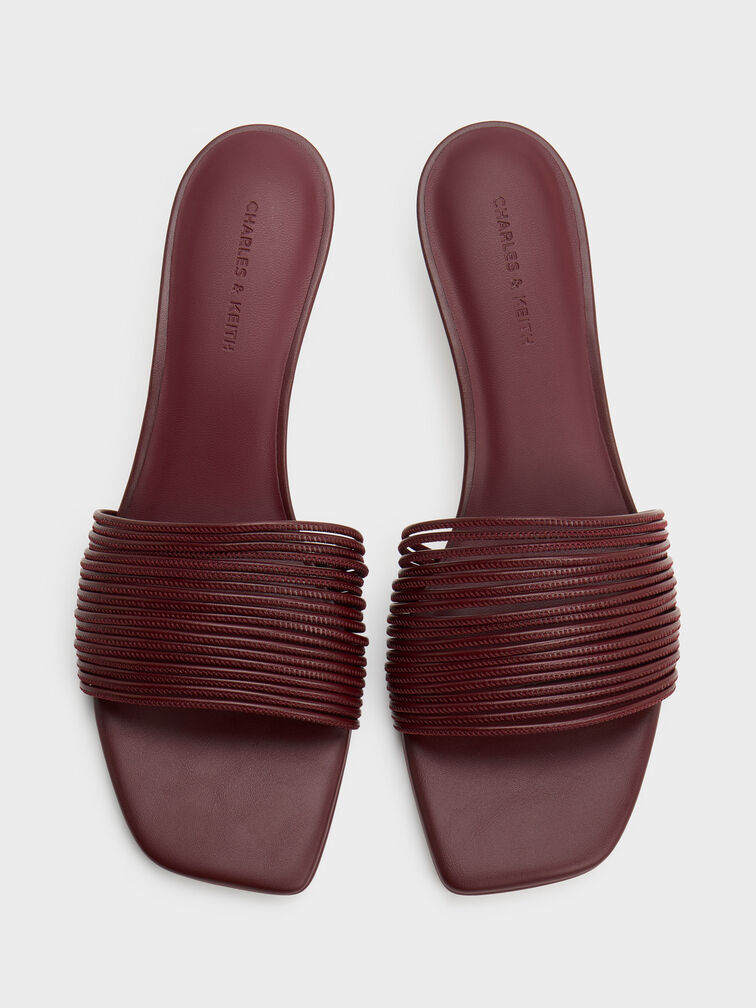 Fianna Strappy Kitten-Heel Mules, Burgundy, hi-res