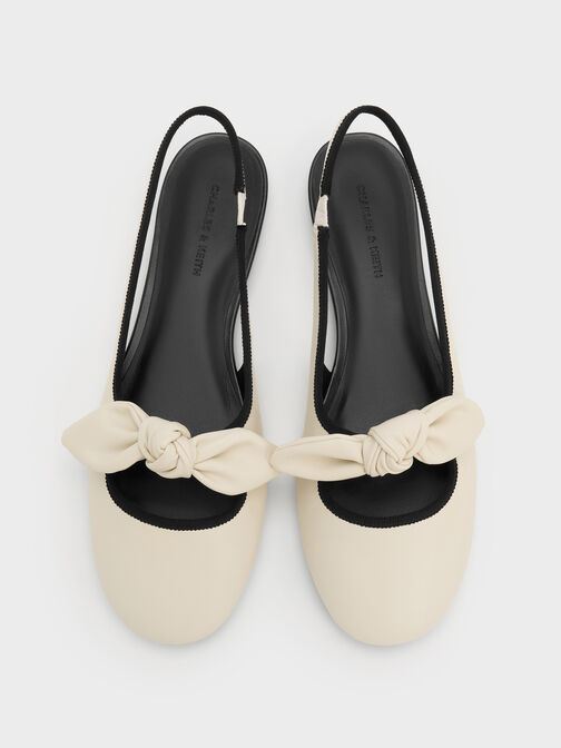 Knot-Bow Slingback Flats, Chalk, hi-res