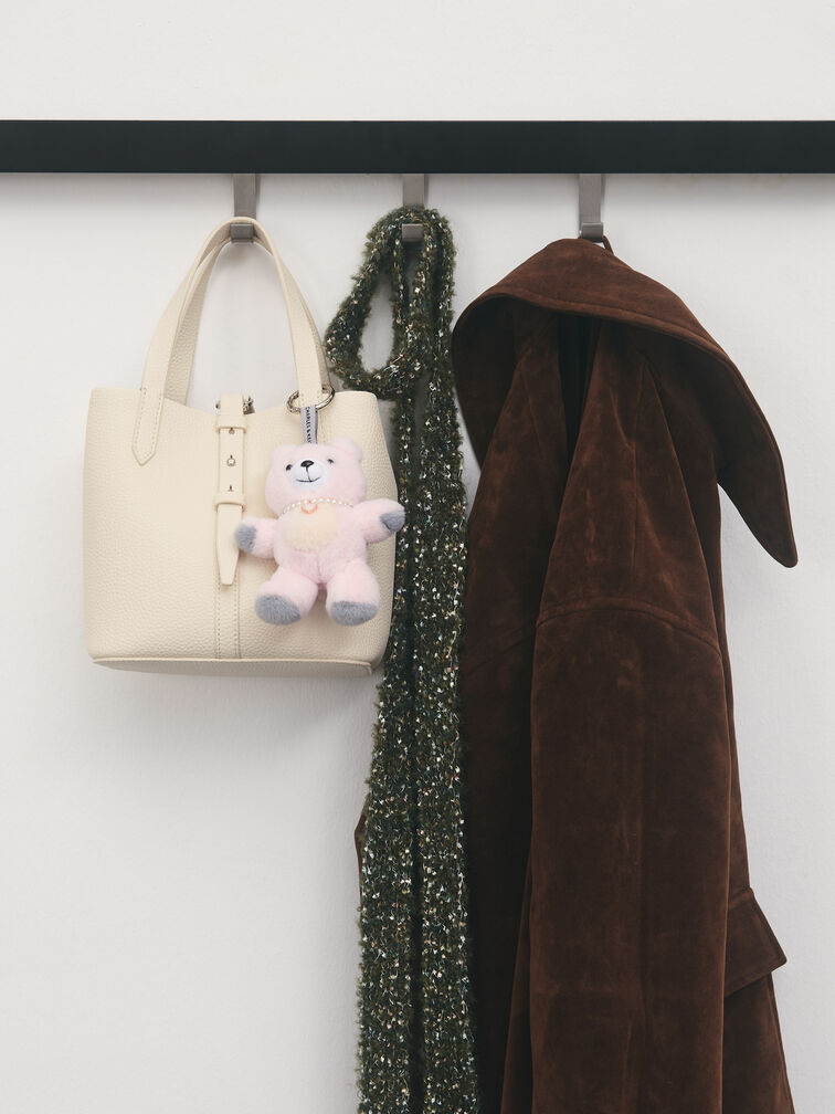 شنطة دلو بريل بجلد معاد تدويره بيد مزدوجة, كريمي, hi-res