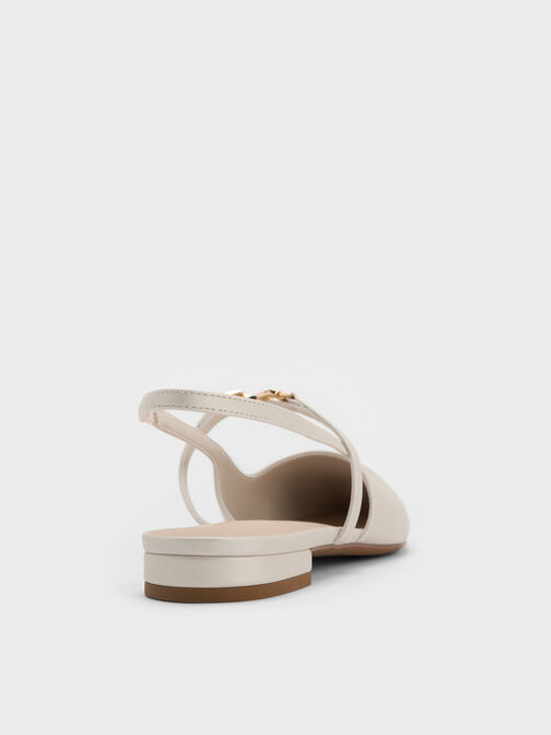 Trifina Pearlescent Pointed Slingback Flats, White, hi-res