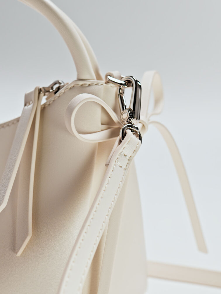 Hazel Bow Top Handle Bag, Cream, hi-res