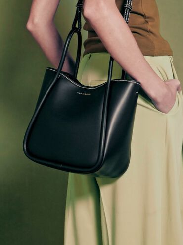 Mini Lyla Tubular Tote Bag, Black, hi-res