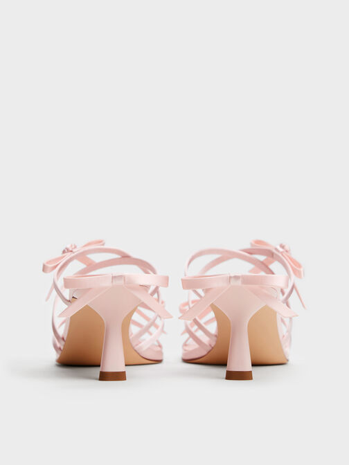 حذاء ميول "كيليس" بكعب وأحزمة وعقدة وردة, وردي فاتح, hi-res