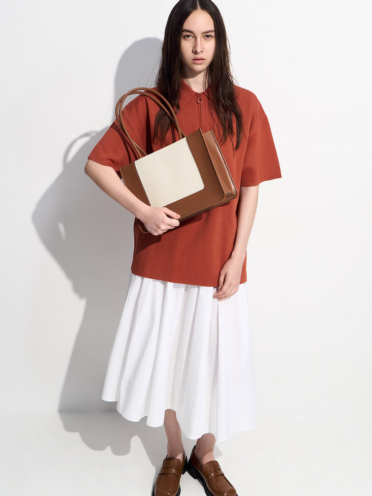 حقيبة توت قماشية من مجموعة دايلا, تان, hi-res