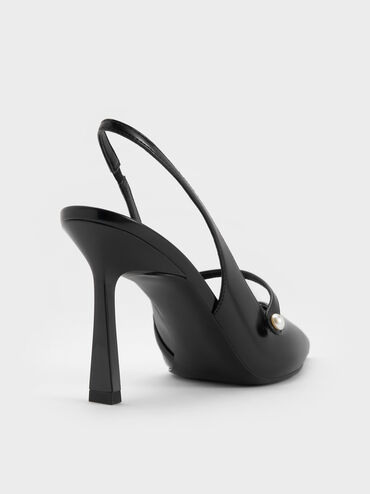 Helena Pearl Pointed Slingback Pumps, Black Boxed, hi-res