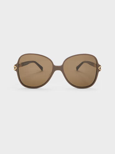 Delaney Chain-Link Butterfly Sunglasses, Chestnut Brown, hi-res