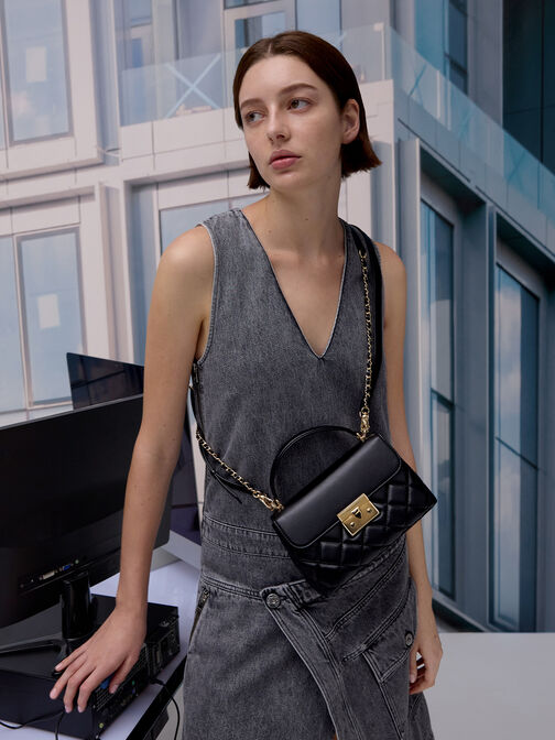 حقيبة ألفا مبطنة بذراع علوي, أسود, hi-res