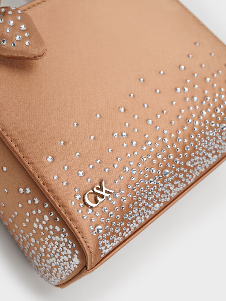 Albany Leather Crystal Mini Bag, Nude, hi-res