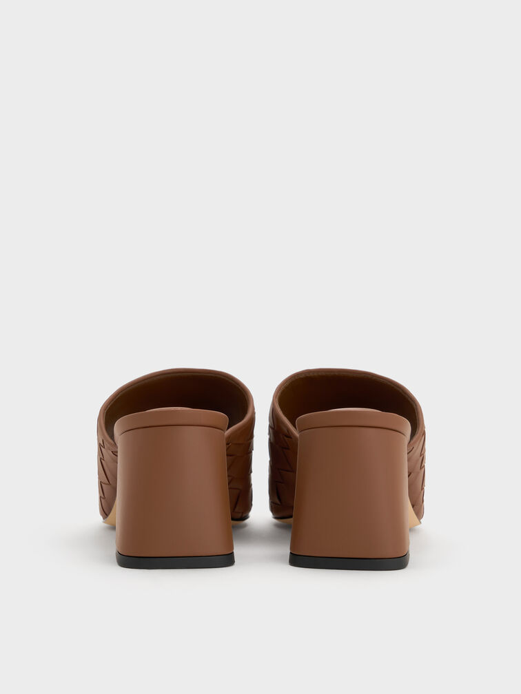Ivette Woven Heeled Mules, Caramel, hi-res