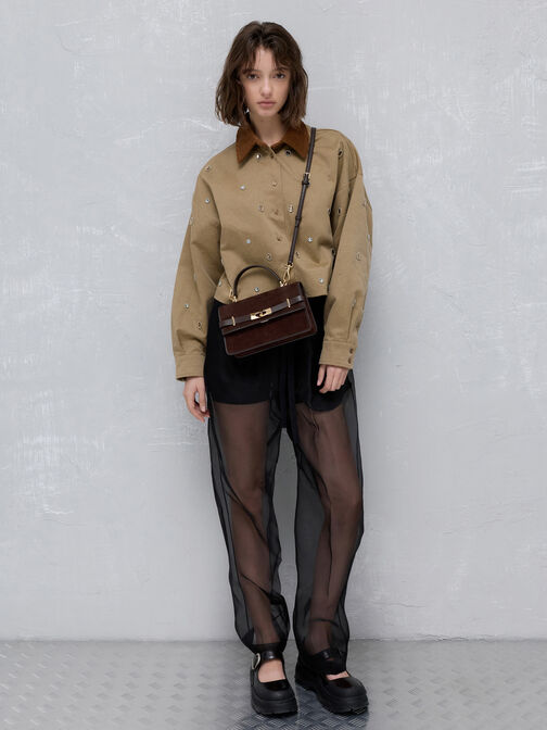 Arlet Belted Top Handle Bag, Espresso Brown, hi-res