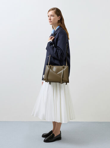 Midori Geometric Tote Bag, Deep Olive, hi-res
