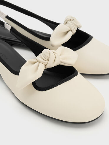Knot-Bow Slingback Flats, Chalk, hi-res