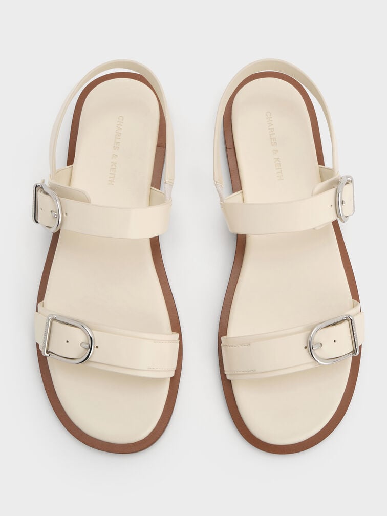 Double-Strap Slingback Sandals, Cream, hi-res