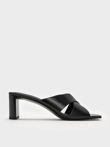 Georgina Crossover Blade-Heel Mules, Black Boxed, hi-res