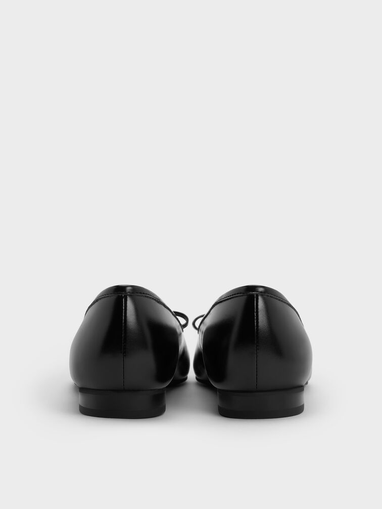 Bow Pointed Ballet Flats, Black, hi-res
