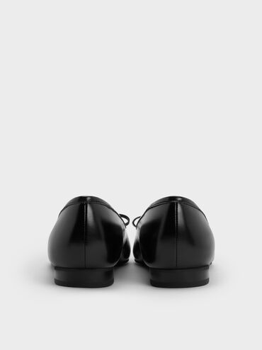 Bow Pointed Ballet Flats, Black, hi-res