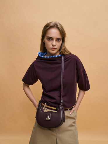 Trice Belted Shoulder Bag, Plum, hi-res