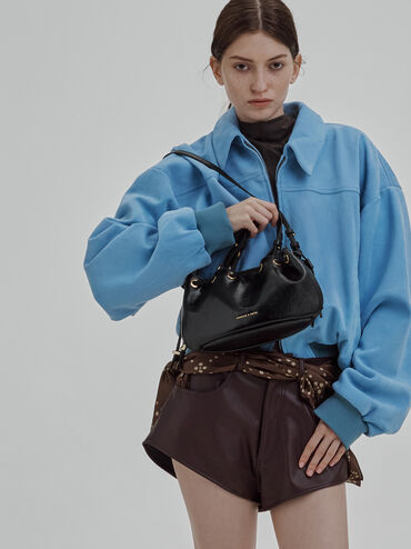 حقيبة دلو صغيرة برباط من ميني موكسي, أسود, hi-res