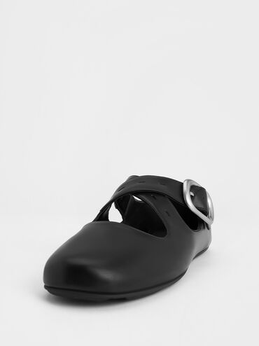 Tommie Crossover Mary Jane Flats, Black, hi-res