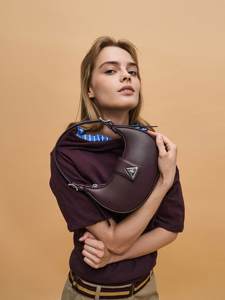 Trice Belted Shoulder Bag, Plum, hi-res