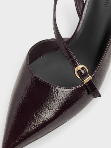 Asymmetric D'Orsay Slingback Pumps, Burgundy, hi-res