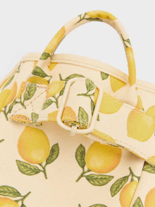 Amity Canvas Lemon-Print Tote Bag, Butter Yellow, hi-res