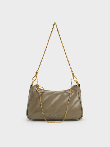 Philomena Double-Chain Crossbody Bag, Deep Olive, hi-res